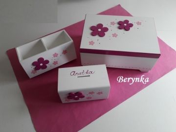 Dřevěné dekorace - růžovo-fialová s fuchsiovou