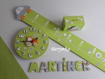 Dřevěné dekorace - zeleno-šedé