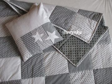 Patchworková bavlněná deka s minky