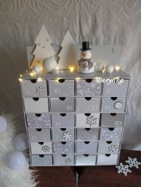 Adventní kalendář tyrkysovo-modré se sněhuláky