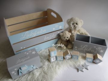 Dekorace v bledě modré se šedou