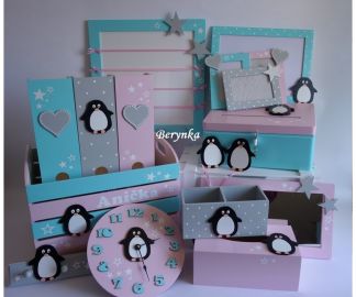 Dřevěný šanon s tučňákem