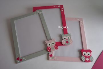 Dřevěné dekorace - malinová, šedá a pudrově růžová