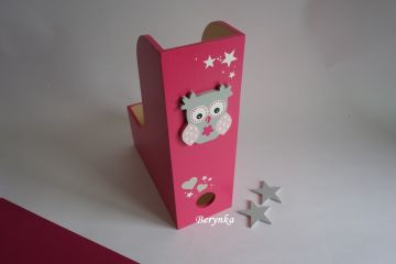 Dřevěné dekorace - malinová, šedá a pudrově růžová