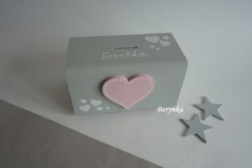 Dřevěné dekorace - šedé se srdíčkem