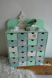 Adventní kalendář *mátový* s autíčkem - různá provedení