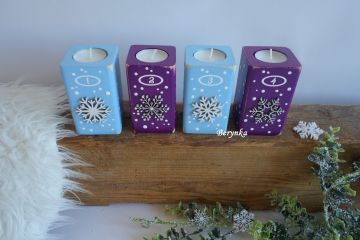 Adventní svícny s vločkami - různé barvy