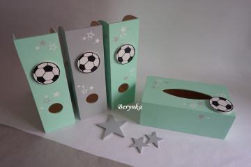 Dekorace mátovo-šedé s fotbalovým míčem