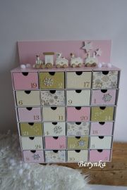 Adventní kalendář *růžovo-zlatý* - s mašinkou - různá provedení