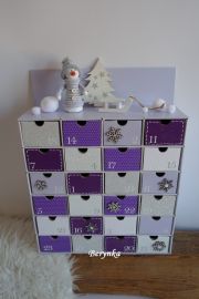 Adventní kalendář fialový se sněhulákem - různá provedení