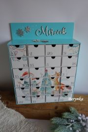 Adventní kalendář s vyřezaným jménem a lesními zvířátky *3 motivy*