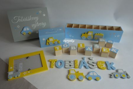 Dekorace modro-šedo-žluté