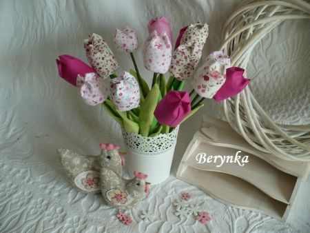 Látkové tulipány - růžové odstíny