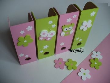 Dřevěné dekorace - bílá, růžová, zelená