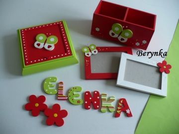 Dřevěné dekorace - červeno-zelená