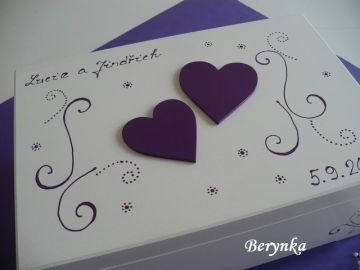 Svatební truhlička se srdíčky a spirálkami