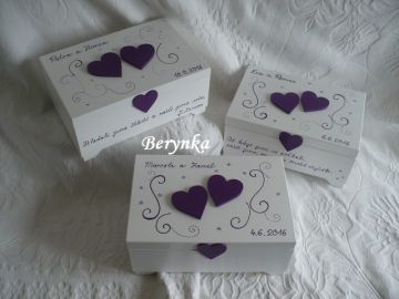 Svatební truhlička se srdíčky a spirálkami