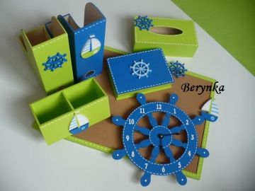 Dřevěné dekorace - námořnické se zelenou