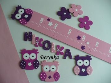 Dřevěné dekorace - růžová, fialová, fuchsiová