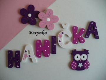 Dřevěné dekorace - růžová, fialová, fuchsiová