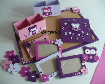 Dřevěné dekorace - růžová, fialová, fuchsiová