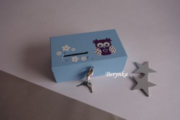 Dřevěná pokladnička se sovičkou