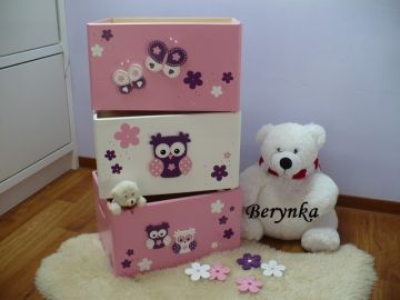 Dřevěná bedýnka se sovičkou