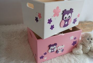 Dřevěná bedýnka se sovičkou
