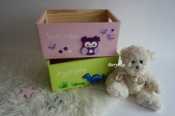 Dřevěná bedýnka se sovičkou