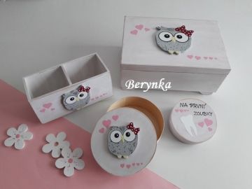 Dřevěné dekorace - sovičky a patina