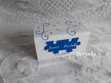 Svatební pokladnička s puzzle a spirálkami