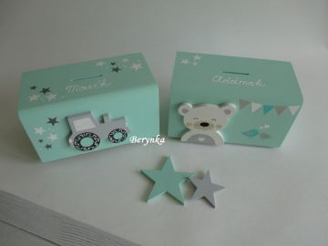 Dřevěná pokladnička v nordic stylu