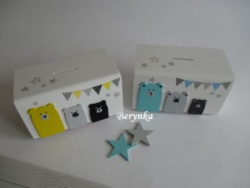 Dřevěná pokladnička v nordic stylu