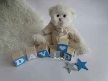 Dřevěné kostičky modro-šedé