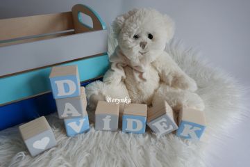 Dřevěné kostičky modro-šedé