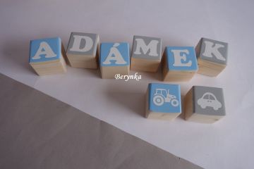 Dřevěné kostičky modro-šedé