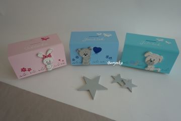 Dřevěná pokladnička se štěňátkem