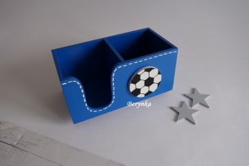 Dekorace modro-šedé s fotbalovým míčem