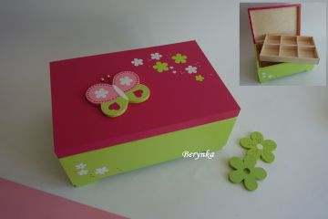 Dřevěné dekorace - zelené s růžovou a malinovou