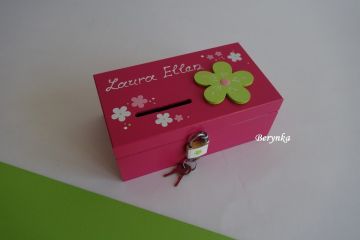 Dřevěné dekorace - zelené s růžovou a malinovou