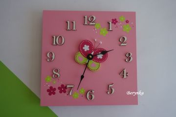 Dřevěné dekorace - zelené s růžovou a malinovou