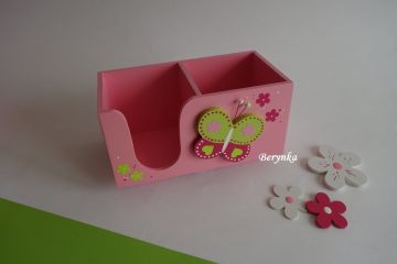 Dřevěné dekorace - zelené s růžovou a malinovou