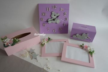 Dřevěné dekorace - se srdíčkem a kytičkami