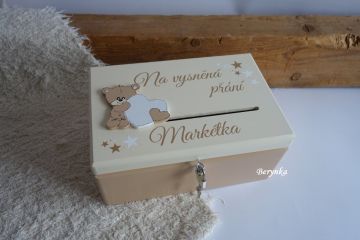Pokladnička - bedýnka s medvídkem se srdíčkem