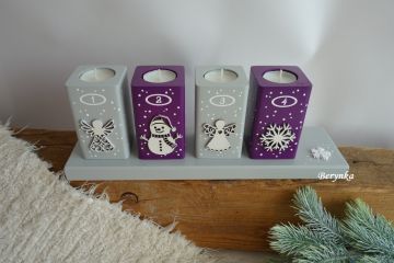 Adventní svícny s kombinovanými motivy - různé barvy