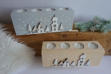 Adventní svícen s vesničkou - různé barvy