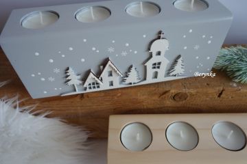 Dřevěný adventní svícen