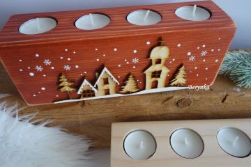 Dřevěný adventní svícen