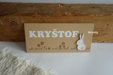 Cedulka se jménem - se zajíčkem v trávě