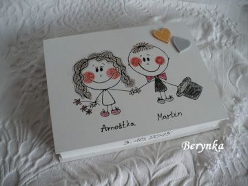 Svatební krabička s postavičkami - podle oznámení